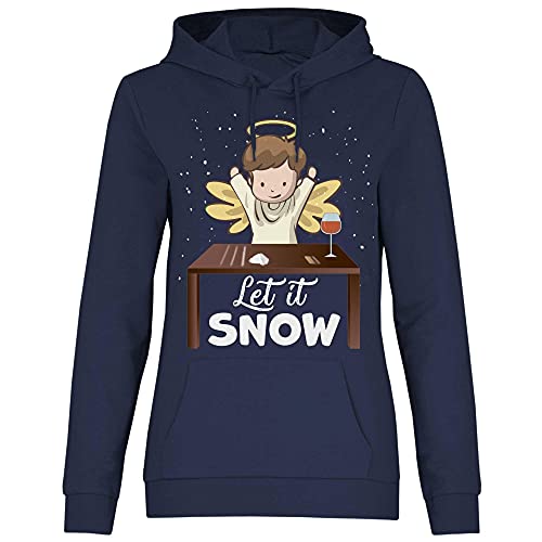 wowshirt Damen Hoodie Let It Snow Engel Weihnachtsmotiv Weihnachten Nikolaus Ugly Christmas, Größe:XS, Farbe:Deep Navy von wowshirt