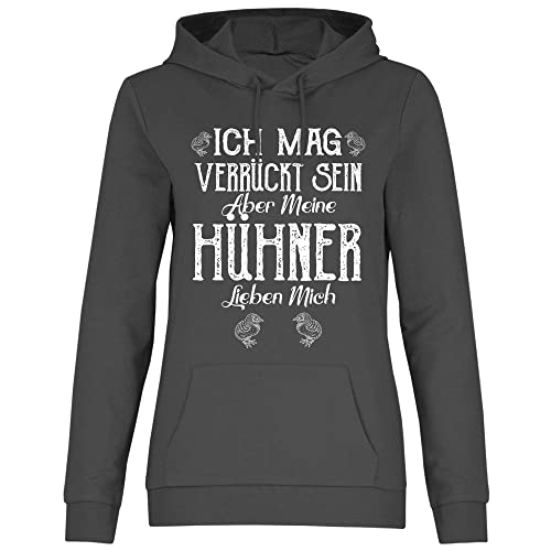 wowshirt Damen Hoodie Meine Hühne Lieben Mich Bauer Bauernhof Hühnerhalter Landwirt, Größe:3XL, Farbe:Light Graphite von wowshirt