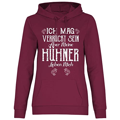 wowshirt Damen Hoodie Meine Hühne Lieben Mich Bauer Bauernhof Hühnerhalter Landwirt, Größe:M, Farbe:Burgundy von wowshirt