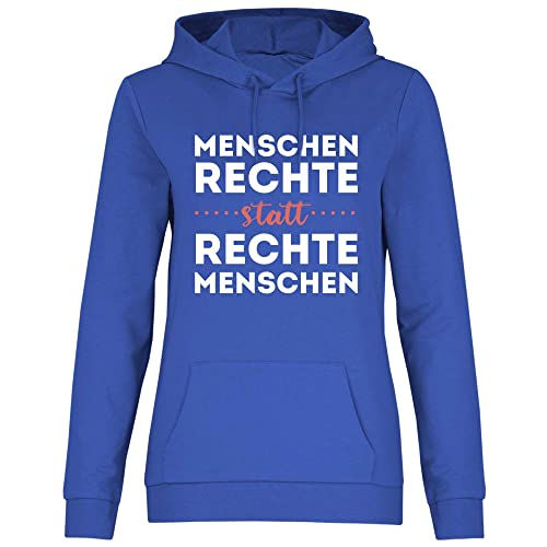 wowshirt Damen Hoodie Menschenrechte Statt Rechte Menschen Gegen Rassismus Anti Nazis Politisches Statement, Größe:M, Farbe:Royal von wowshirt