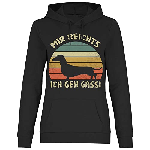 wowshirt Damen Hoodie Mir Reichts ich GEH Gasse Dackel Hundefreund Hundeliebhaber, Größe:L, Farbe:Black von wowshirt