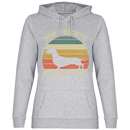 wowshirt Damen Hoodie Mir Reichts ich GEH Gasse Dackel Hundefreund Hundeliebhaber, Größe:L, Farbe:Heather Grey von wowshirt