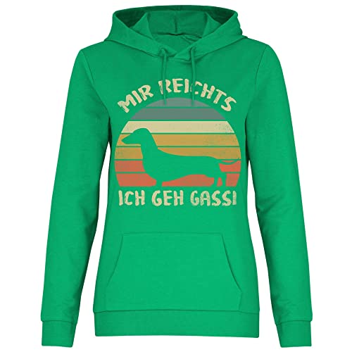 wowshirt Damen Hoodie Mir Reichts ich GEH Gasse Dackel Hundefreund Hundeliebhaber, Größe:M, Farbe:Kelly Green von wowshirt