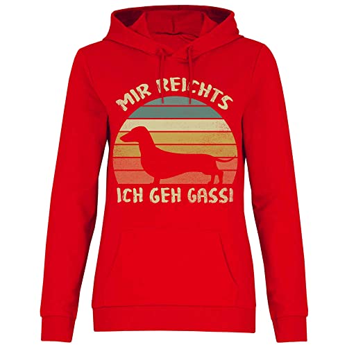 wowshirt Damen Hoodie Mir Reichts ich GEH Gasse Dackel Hundefreund Hundeliebhaber, Größe:XXL, Farbe:Red von wowshirt