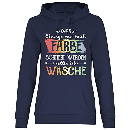 wowshirt Damen Hoodie Nach Farbe Sortiert Ist Wäsche Anti Nazis und Rechts Gegen Rassisten Politisch Menschenrechte, Größe:XXL, Farbe:Deep Navy von wowshirt