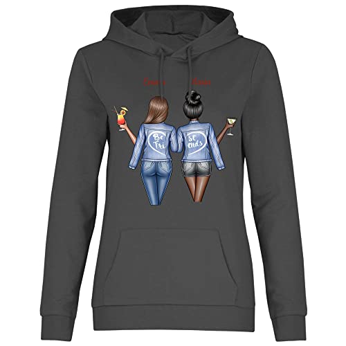 wowshirt Damen Hoodie Personalisiert Geschenke für Beste Freundin zum Geburtstag BFF Individuell, Größe:L, Farbe:Light Graphite von wowshirt