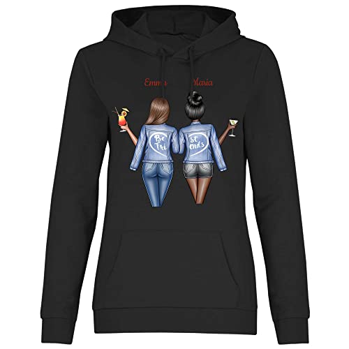 wowshirt Damen Hoodie Personalisiert Geschenke für Beste Freundin zum Geburtstag BFF Individuell, Größe:M, Farbe:Black von wowshirt