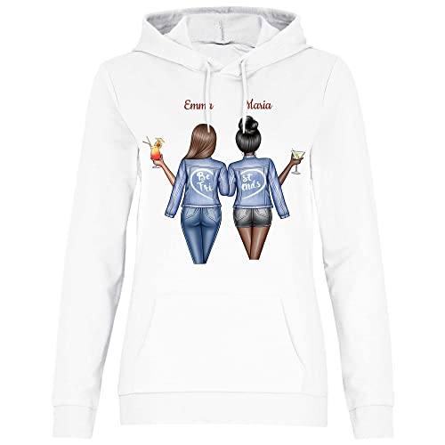 wowshirt Damen Hoodie Personalisiert Geschenke für Beste Freundin zum Geburtstag BFF Individuell, Größe:M, Farbe:White von wowshirt