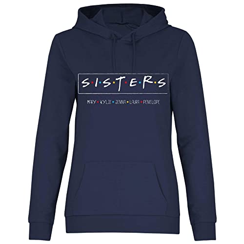 wowshirt Damen Hoodie Sisters Personalisiert Geschenke für Beste Freundin zum Geburtstag BFF Schwester, Größe:M, Farbe:Deep Navy von wowshirt