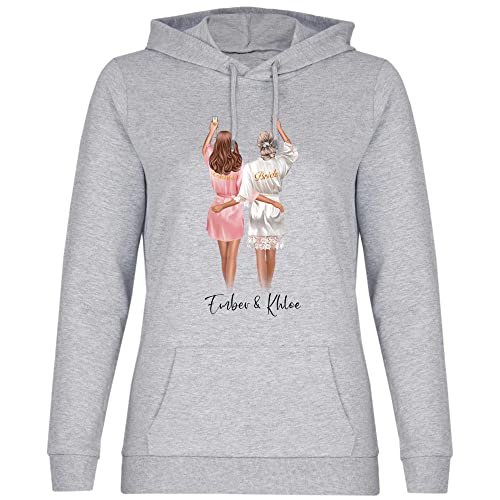 wowshirt Damen Hoodie Trauzeugin Personalisiert mit Name Brautjungfer & Braut für Freundinnen Brautjungfern & Brautparty, Größe:3XL, Farbe:Heather Grey von wowshirt