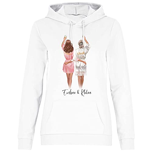 wowshirt Damen Hoodie Trauzeugin Personalisiert mit Name Brautjungfer & Braut für Freundinnen Brautjungfern & Brautparty, Größe:XL, Farbe:White von wowshirt