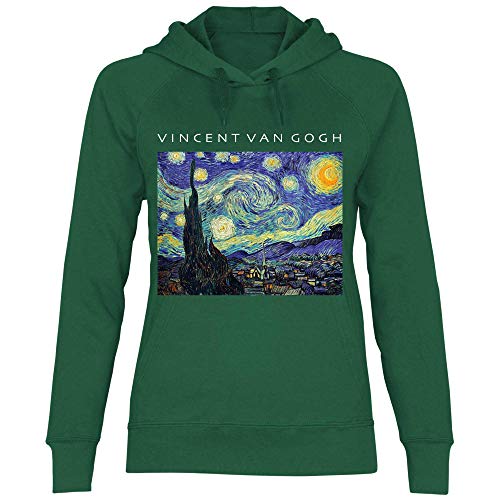 wowshirt Damen Hoodie Van Gogh Sternennacht Kunst Gemälde Art, Größe:M, Farbe:Bottle Green von wowshirt