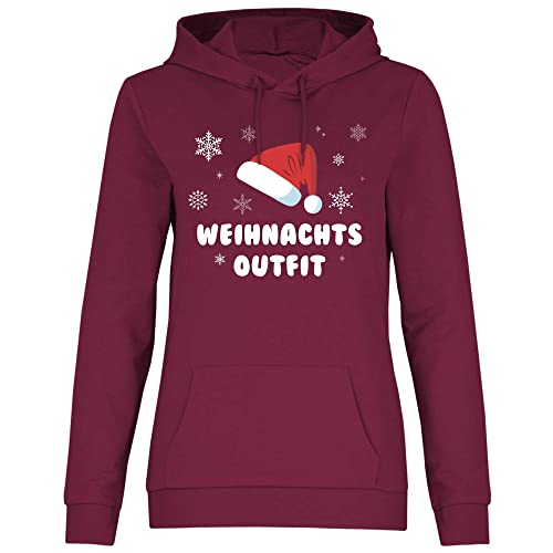 wowshirt Damen Hoodie Weihnachtsoutfit Christmas Xmas Weihnachten Weihnachts Kostüm, Größe:L, Farbe:Burgundy von wowshirt