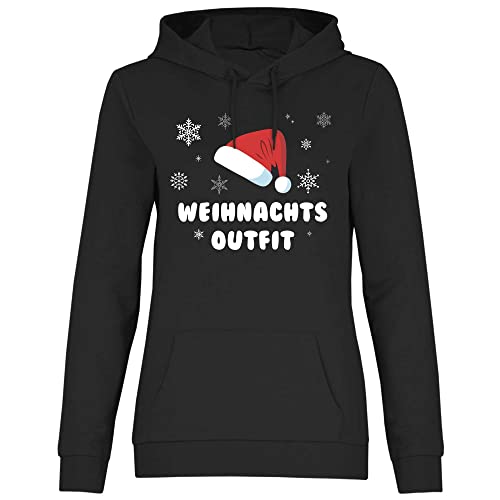 wowshirt Damen Hoodie Weihnachtsoutfit Christmas Xmas Weihnachten Weihnachts Kostüm, Größe:XXL, Farbe:Black von wowshirt