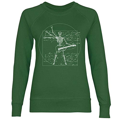 wowshirt Damen Sweatshirt Da Vinci Rock Musik Festival Skelett Gitarre, Größe:XL, Farbe:Bottle Green von wowshirt