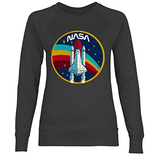 wowshirt Damen Sweatshirt Explorer-1 NASA Shuttle Rakete Weltall Raumfahrt Regenbogen Vintage, Größe:XL, Farbe:Black von wowshirt