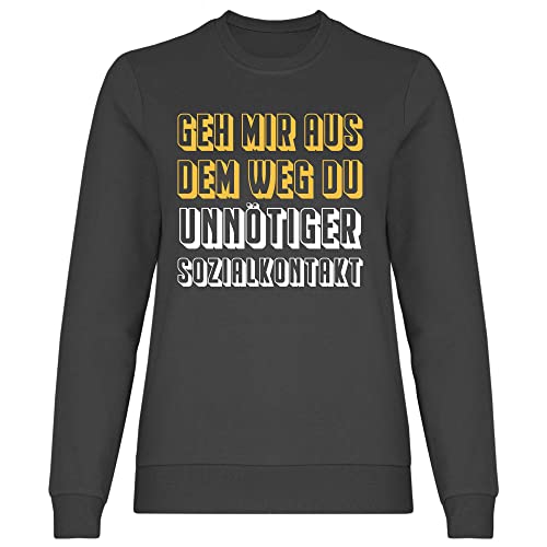 wowshirt Damen Sweatshirt GEH Mir aus dem Weg Du Unnötiger Sozialkontakt Geschenk für Kollege Kollegin Arbeit Büro, Größe:3XL, Farbe:Light Graphite von wowshirt