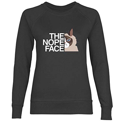 wowshirt Damen Sweatshirt Geschenk für Katzenliebhaber The Nope Face Faul Katzen-Motiv, Größe:L, Farbe:Black von wowshirt