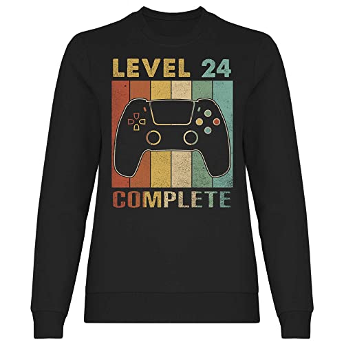 wowshirt Damen Sweatshirt Herren Geburtstagsgeschenk Für Gamer Zocker 18 20 30 Geburtstag Gaming, Größe:XXL, Farbe:Level 24 Complete Black von wowshirt