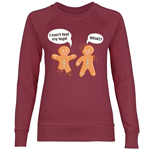 wowshirt Damen Sweatshirt Lebkuchenmann Kekse Weihnachten Ugly Christmas, Größe:XL, Farbe:Burgundy von wowshirt