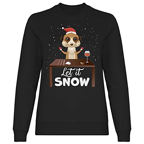 wowshirt Damen Sweatshirt Let It Snow Erdmännchen Weihnachtsmotiv Weihnachten Nikolaus Ugly Christmas, Größe:XL, Farbe:Black von wowshirt
