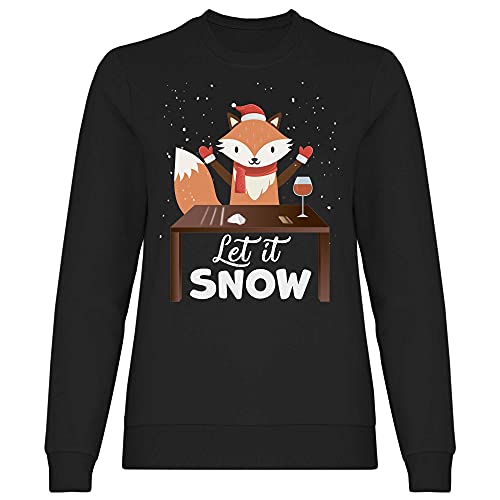 wowshirt Damen Sweatshirt Let It Snow Fuchs Weihnachtsmotiv Weihnachten Nikolaus Ugly Christmas, Größe:S, Farbe:Black von wowshirt