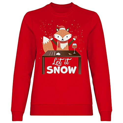 wowshirt Damen Sweatshirt Let It Snow Fuchs Weihnachtsmotiv Weihnachten Nikolaus Ugly Christmas, Größe:XL, Farbe:Red von wowshirt