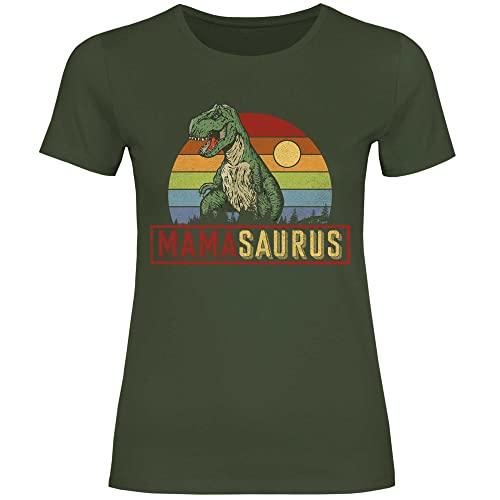 wowshirt Damen T-Shirt Mamasaurus T-Rex Dinosaur Dino Mama, Größe:M, Farbe:Urban Khaki von wowshirt