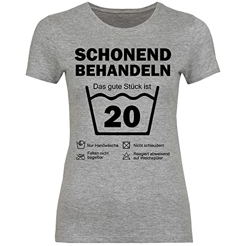 wowshirt Damen T-Shirt Schonend Behandeln Das Gute Stück Ist 20 Geschenk zum 20. Geburtstag 20 Jahre, Größe:XL, Farbe:Sport Grey (Heather) von wowshirt