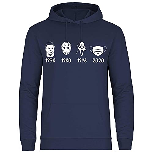 wowshirt Herren Hoodie A History of Horror Mask Halloween Film Jason Serienmörder, Größe:5XL, Farbe:Deep Navy von wowshirt