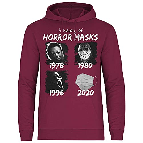wowshirt Herren Hoodie A History of Horror Mask Halloween Purge Film Jason Serienmörder, Größe:3XL, Farbe:Burgundy von wowshirt