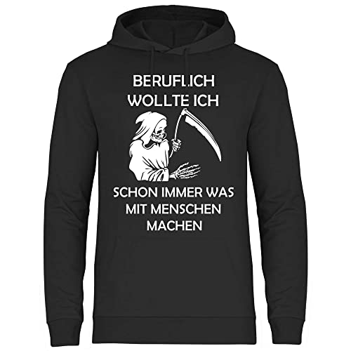 wowshirt Herren Hoodie Beruflich Wollte Ich Immer was Mit Menschen Machen Halloween Kostüm Sensenmann, Größe:3XL, Farbe:Black von wowshirt