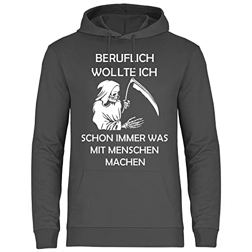 wowshirt Herren Hoodie Beruflich Wollte Ich Immer was Mit Menschen Machen Halloween Kostüm Sensenmann, Größe:L, Farbe:Light Graphite von wowshirt