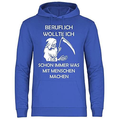 wowshirt Herren Hoodie Beruflich Wollte Ich Immer was Mit Menschen Machen Halloween Kostüm Sensenmann, Größe:L, Farbe:Royal von wowshirt