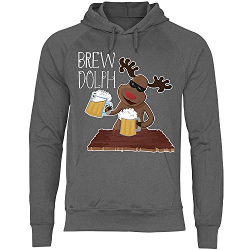 wowshirt Herren Hoodie Brewdolph Bier Rudolph Rentier Weihnachten, Größe:XL, Farbe:Light Graphite von wowshirt