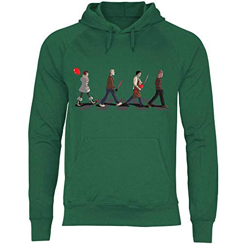 wowshirt Herren Hoodie Clown Halloween Horror Jason Freitag der 13 Gruselig Zebrastreifen, Größe:M, Farbe:Bottle Green von wowshirt