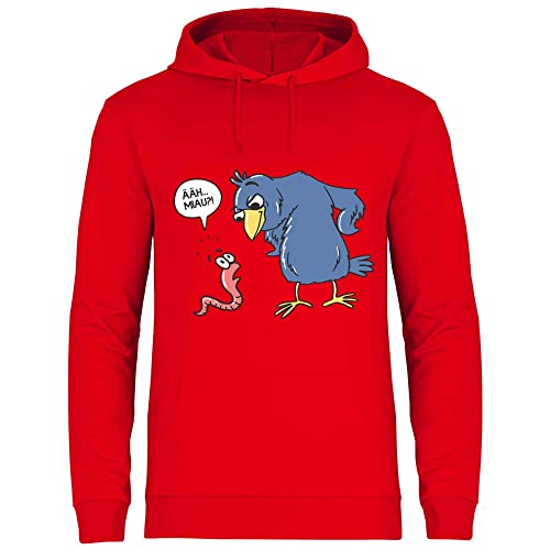 wowshirt Herren Hoodie Comic Äh MIAU Lustiger Spruch Vogel und Wurm, Größe:4XL, Farbe:Red von wowshirt