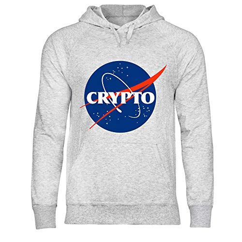 wowshirt Herren Hoodie Crypto NASA Kryptowährung Hodle Hodler Bitcoin Blockchain BTC, Größe:L, Farbe:Heather Grey von wowshirt