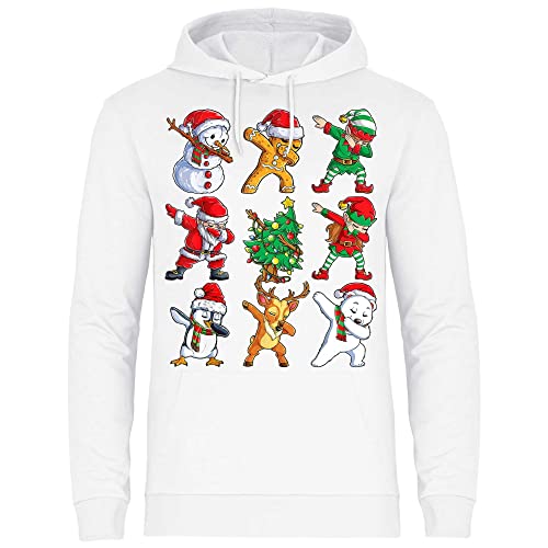 wowshirt Herren Hoodie Dabbing Santa Claus Weihnachtsmann Weihnachtsbaum Schneemann Elf, Größe:XL, Farbe:White von wowshirt