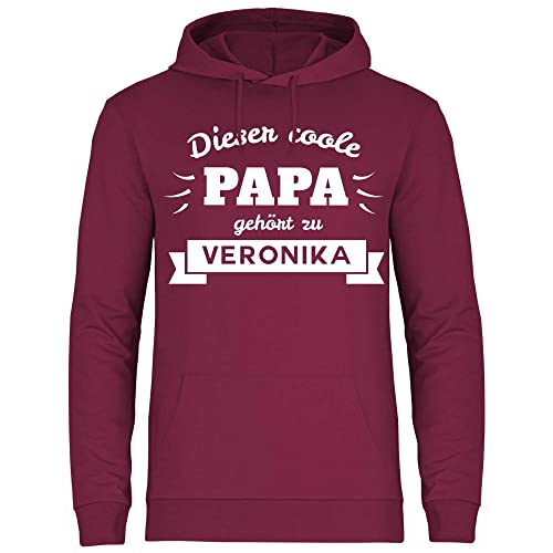 wowshirt Herren Hoodie Dieser Papa Gehört Zu Personalisiertes Geschenk für Papa Vatertag, Größe:XL, Farbe:Burgundy von wowshirt