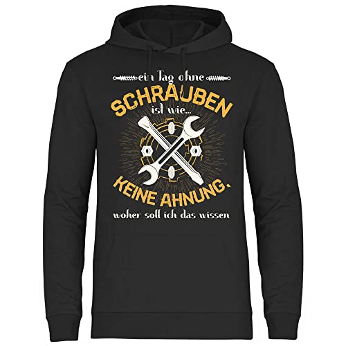 wowshirt Herren Hoodie EIN Tag ohne Schrauben Mechatroniker Kfz-Mechaniker Werkstatt Garage Schrauber, Größe:XXL, Farbe:Black von wowshirt