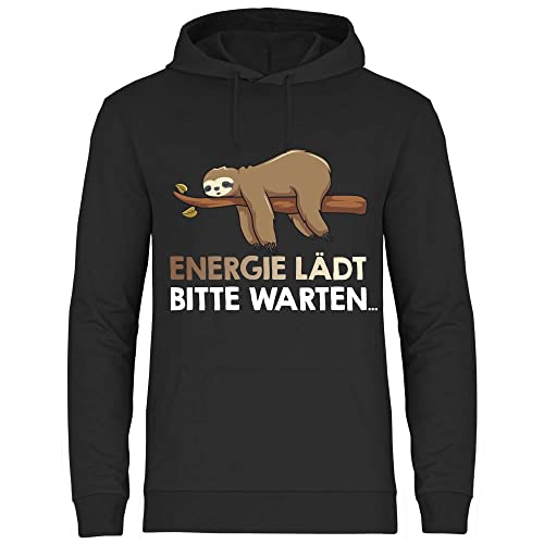 wowshirt Herren Hoodie Energie Lädt Bitte Warten Faultier Arbeit Job Büro-Humor Chef, Größe:L, Farbe:Black von wowshirt