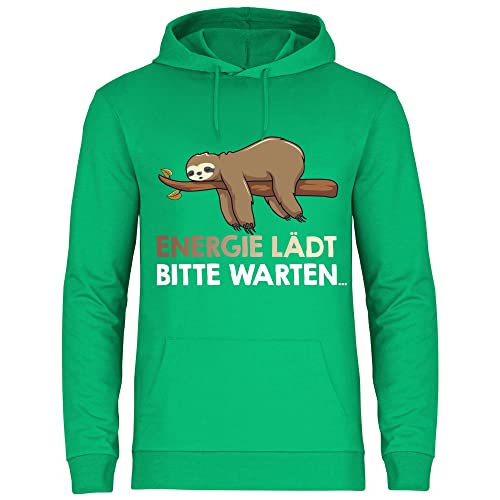 wowshirt Herren Hoodie Energie Lädt Bitte Warten Faultier Arbeit Job Büro-Humor Chef, Größe:M, Farbe:Kelly Green von wowshirt