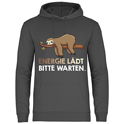 wowshirt Herren Hoodie Energie Lädt Bitte Warten Faultier Arbeit Job Büro-Humor Chef, Größe:XL, Farbe:Light Graphite von wowshirt