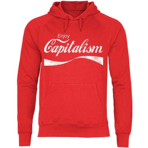 wowshirt Herren Hoodie Enjoy Capitalism Kapitalismus Politik Geld Selbständig Unternehmer, Größe:L, Farbe:Red von wowshirt