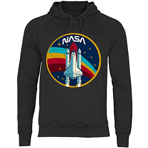 wowshirt Herren Hoodie Explorer-1 NASA Shuttle Rakete Weltall Raumfahrt Regenbogen Vintage, Größe:L, Farbe:Black von wowshirt