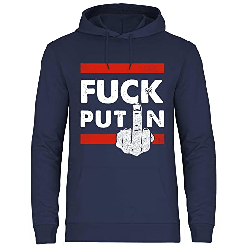 wowshirt Herren Hoodie Fuck Putin Für Ukraine Ukrainische Patrioten Gegen Putin Demo, Größe:L, Farbe:Deep Navy von wowshirt