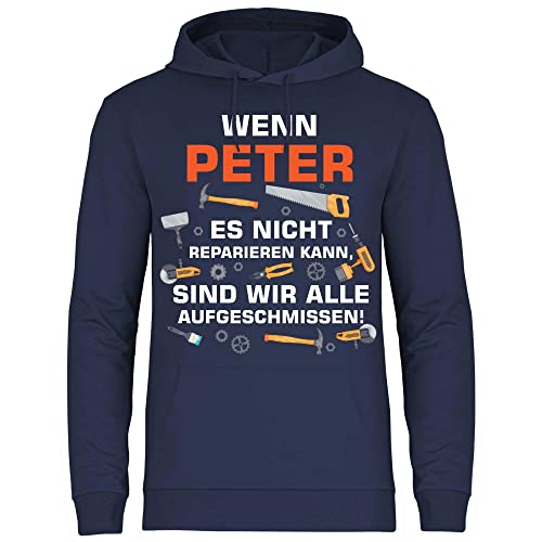 wowshirt Herren Hoodie Geschenk für Handwerker Personalisierbar mit Namen Baustelle Heimwerker Spruch, Größe:S, Farbe:Deep Navy von wowshirt