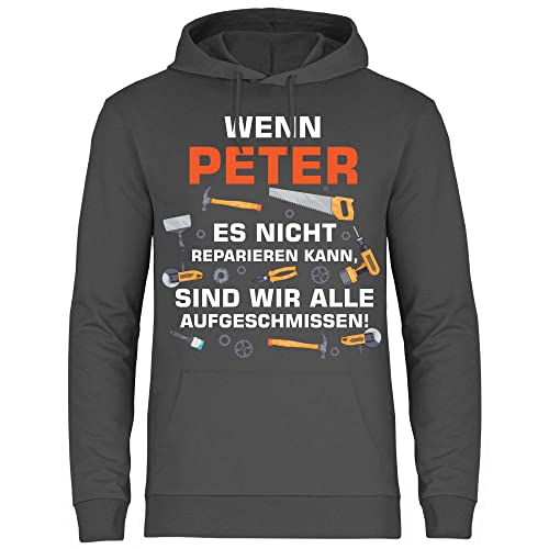 wowshirt Herren Hoodie Geschenk für Handwerker Personalisierbar mit Namen Baustelle Heimwerker Spruch, Größe:XXL, Farbe:Light Graphite von wowshirt