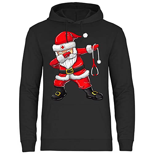 wowshirt Herren Hoodie Geschenk für Krankenschwester Weihnachtsmann Dabbing Santa Claus Weihnachten, Größe:3XL, Farbe:Black von wowshirt